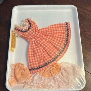 Barbie or Tammy vintage inspired orange gingham dress and petty coat & panties